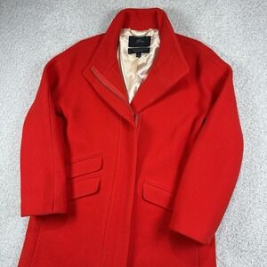 J. Crew Italian Stadium Cloth Nello Gori Red Zip Up‎ Cocoon Coat Jacket sz 10